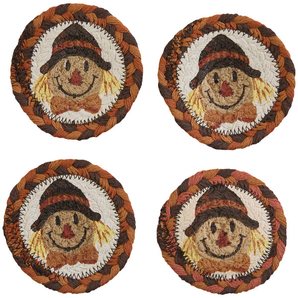 Scarecrow Printed Coasters Set of 4. Visit website for free shipping offer. Primitive Country Farmhouse Home Decor.