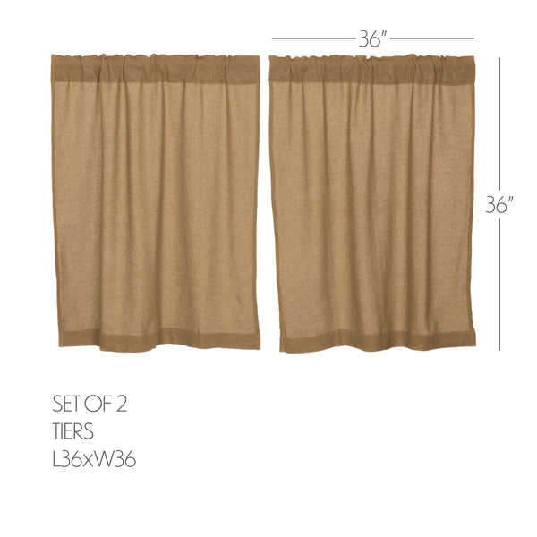 Burlap Natural Tier Curtain Set of 2 L36xW36