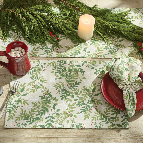Create an elegant winter table setting with the Snowflakes and Berries Placemats! The White dishtowel features a berry sprig pattern in greens and red that brings the wonder of the season to your kitchen table. The dishtowel will coordinates perfectly with the Snowflakes and Berries kitchen decor collection that adds a sweet elegance to your holiday decor.