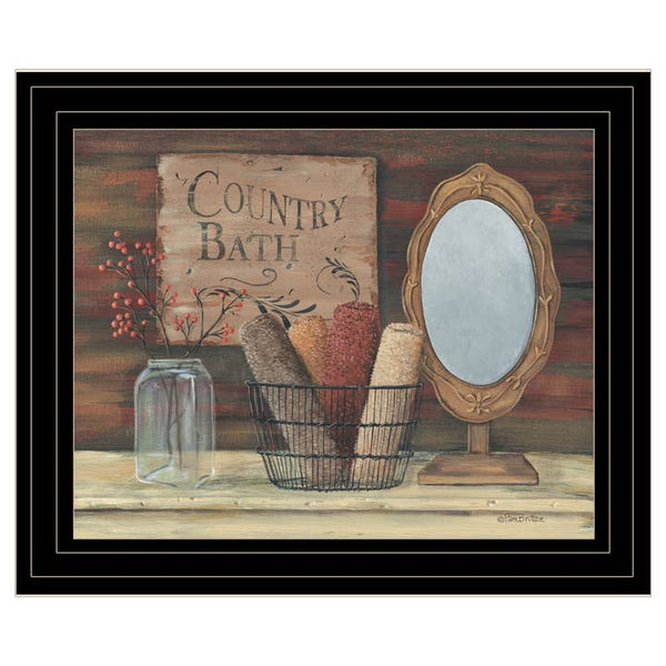 "Country Bath" By Pam Britton, Framed Print, Black Frame