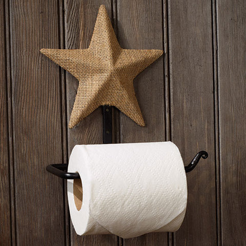 Burlap Star Toilet Paper Holder (6.5 x 8 x 3.5")