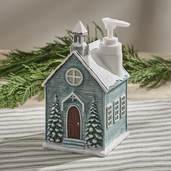 Add a calming and gorgeous touch to your holiday decor with the All Is Calm Soap Pump, featuring a serene winter church! Complete the look with the coordinating mugs, spoon rest, oval platter, cookie jar, salt & pepper shakers, and salad plates!