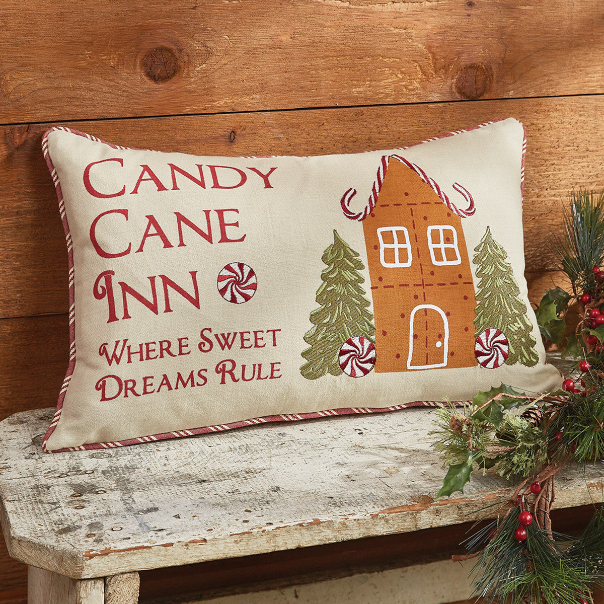 Christmas Memories Candy Cane Inn Pillow Set - 12x20