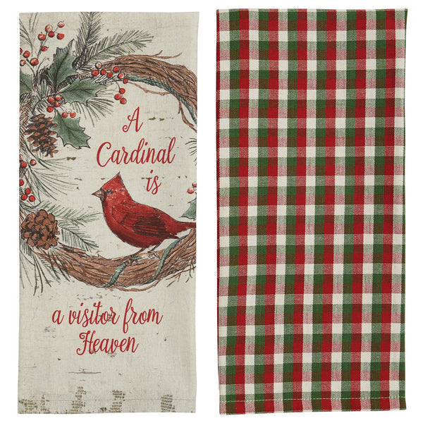 Wild and Beautiful Holiday Cardinal 2 Dishtowel Set