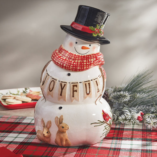 Add a beautiful and stylish accent to your holiday kitchen decor with the Flurry Friends Cookie Jar! This cute snowman with his furry friends is sure to add charm to any home!