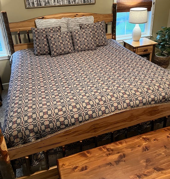 PATRIOTS KNOT BRICK/NAVY/LINEN KING BED COVER