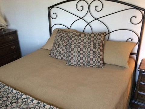 Packsville Rose Natural King Bed Cover Combo With 2 Matching King Shams. Primitive Country Colonial Woven Textiles