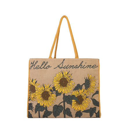 HELLO SUNSHINE BURLAP TOTE