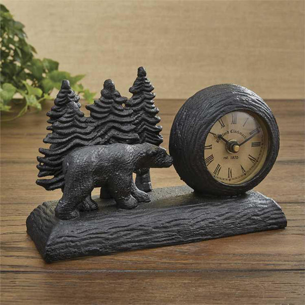 You will find that the Black Bear Table Clock is ideal for your lodge decor. A detailed accessory that is sure to add interest to where ever you decide to place it.