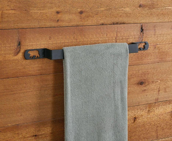 Add a beautiful wildlife touch to your bathroom decor with the Black Bear Towel Bar! Complete the look with the complementary hooks, toilet tissue holder, and waste basket!