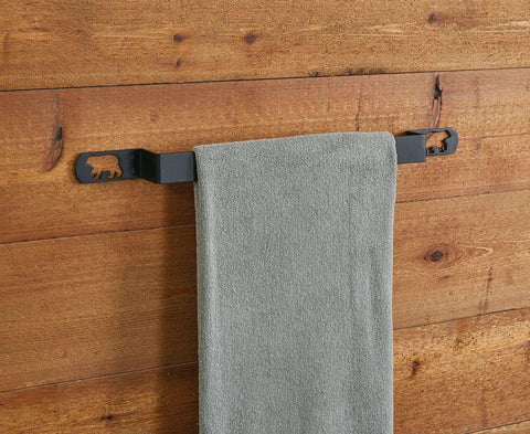 Add a beautiful wildlife touch to your bathroom decor with the Black Bear Towel Bar! Complete the look with the complementary hooks, toilet tissue holder, and waste basket!