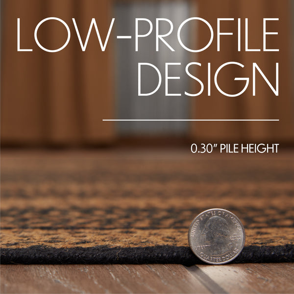 Black & Tan Jute Rug Half Circle 16.5x33