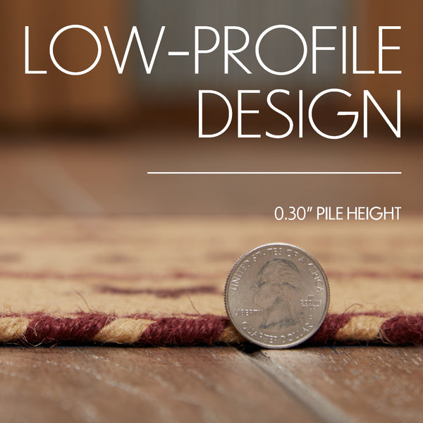 Burgundy Tan Jute Stair Tread Oval Latex 8.5x27