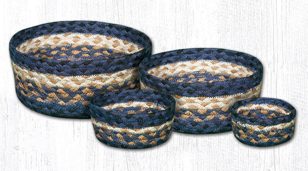 CB-79 Light & Dark Blue/Mustard Casserole Baskets Set of 4
