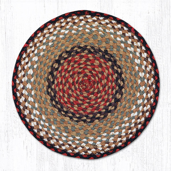 CH-19 Burgundy/Mustard Jute Chair Pad 15.5"x15.5"
