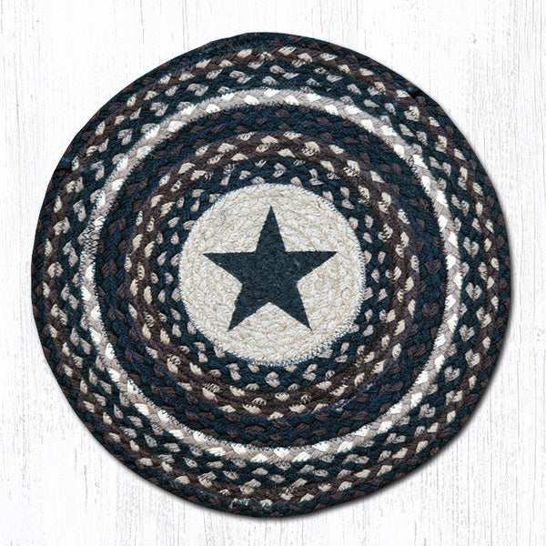 CH-313 Black Star Round Chair Pad 15.5"x15.5"