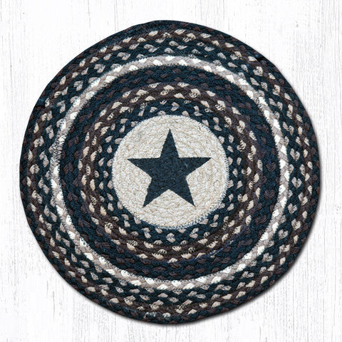 CH-313 Black Star Round Chair Pad 15.5"x15.5"