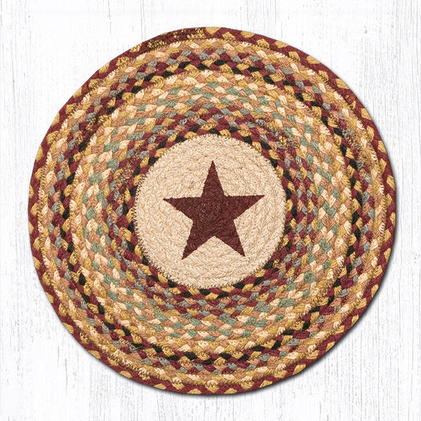 CH-357 Burgundy Star Round Chair Pad 15.5"x15.5"