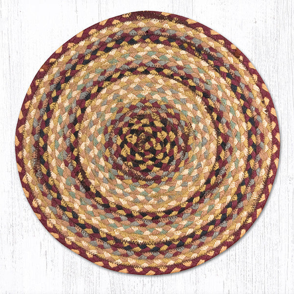 CH-357 Burgundy/Gray/Cream Jute Chair Pad 15.5"x15.5"