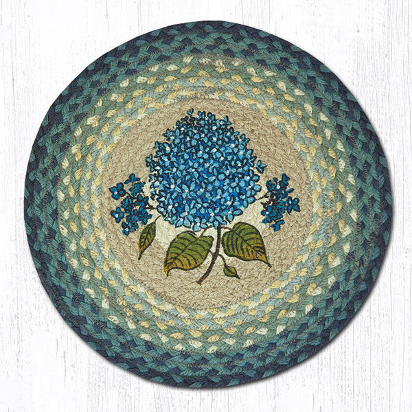 CH-362 Blue Hydrangea Round Chair Pad 15.5"x15.5"