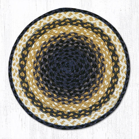 CH-79 Lt. Blue/Dk. Blue/Mustard Jute Chair Pad 15.5"x15.5"