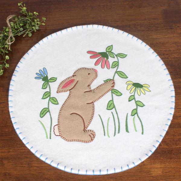 Bunny and Flowers Candle Mat