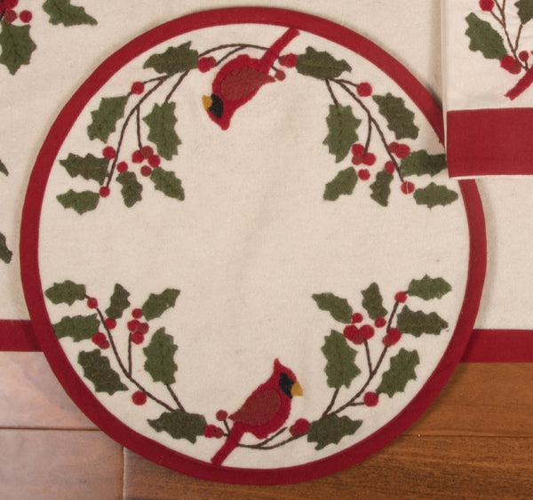 Cardinal Holly Candle Mat
