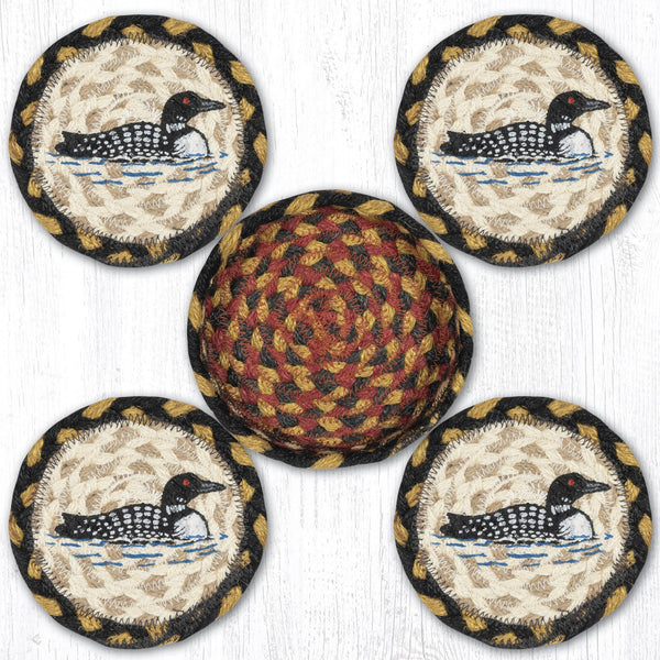 CNB-43 Loon Coasters in a Basket 5"x5"