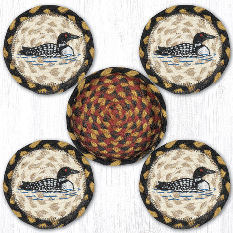 CNB-43 Loon Coasters in a Basket 5"x5"