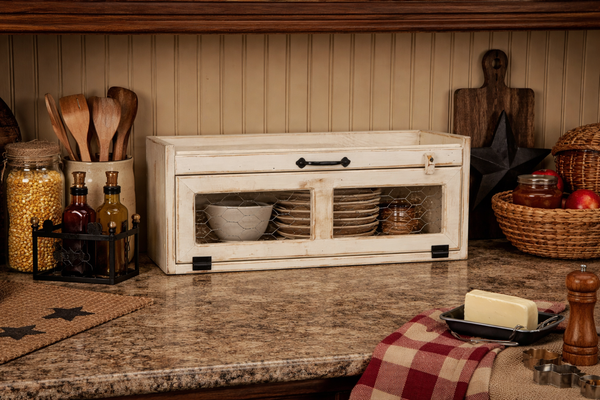 Counter Box w/Chicken Wire Door - White