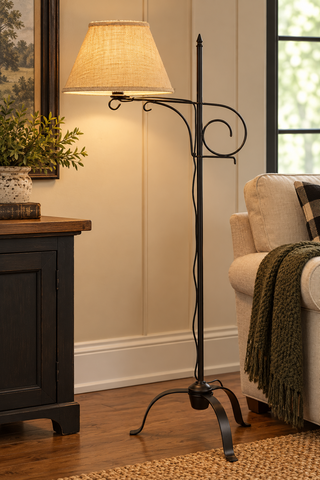Iron Floor Lamp Base with Adjustable Arm - Metal