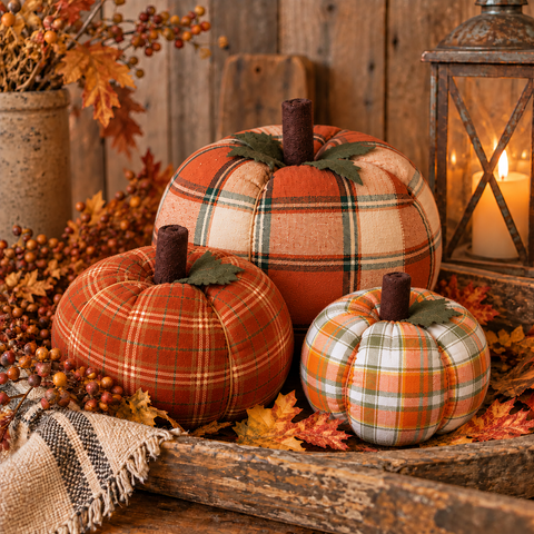 Fall Stuffed Pumpkins Trio, Set of 3 | Buy 2, Get 1 Free - Clearance All Sales Final
