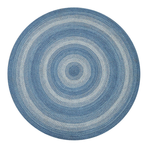 Denim Blue Sky Jute Braided Round Rug 6' | Primitive Farmhouse Country