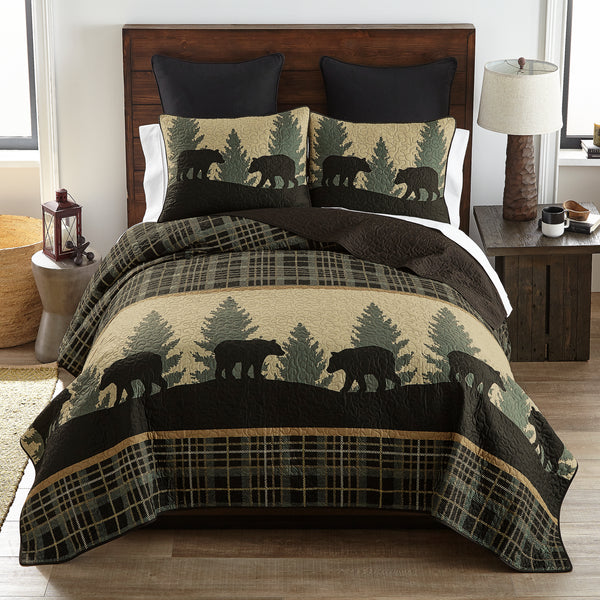 Bear Walk Plaid Quilted Bedding