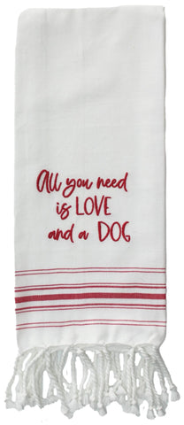 Red All you need love dog towel - Set of Two