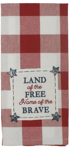 Set of 2 cotton towels with patriotic embroidery in red, white, and blue – Land of the Free design