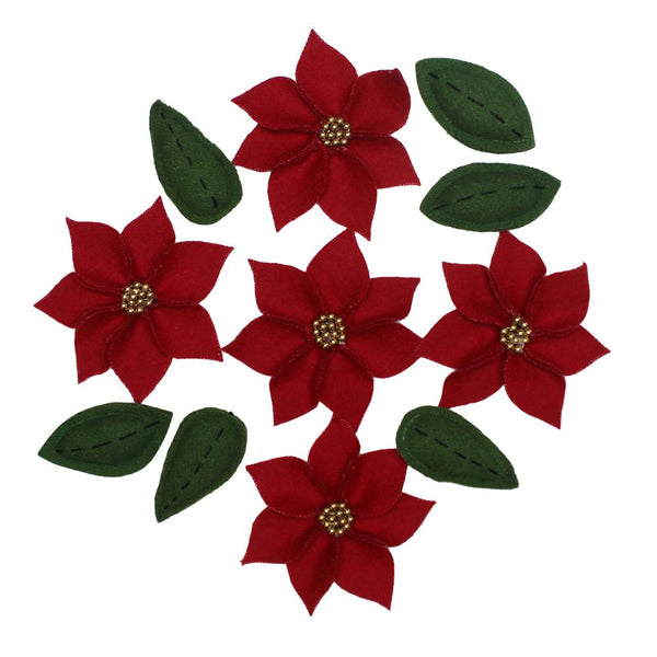 Poinsettia Fills Set of 5 | Primitive Christmas Decor
