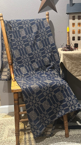 Autumn Frost Weave Navy  Woven Throw