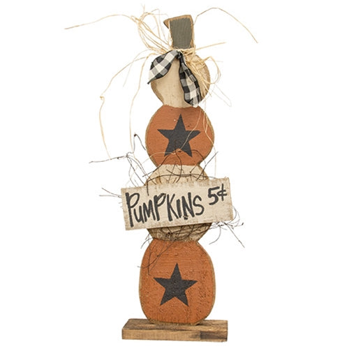 Rustic Wood Skinny Pumpkin Stack | Primitive Fall Decor