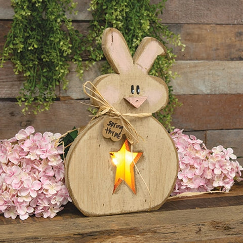 Rustic Light Up Bunny Decor | Spring Primitive Easter Bunny