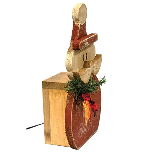Rustic Wood Light Up Star Belly Santa