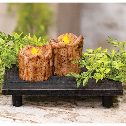 Distressed Black Wooden Rectangle Riser