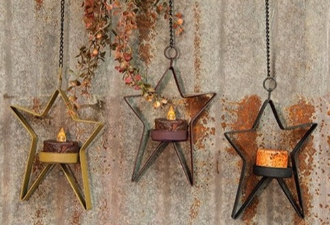 Hanging Whimsical Tealight Star- Maroon