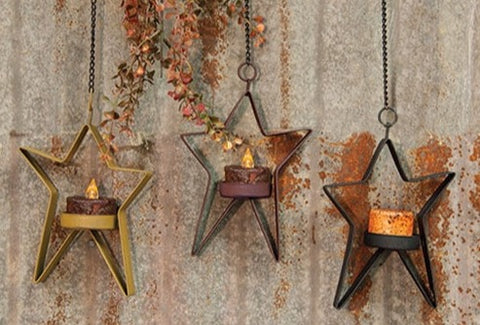 Hanging Whimsical Tealight Star- Mustard