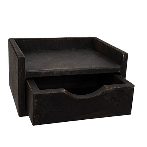 Distressed Wood Java Box with Drawer – Black