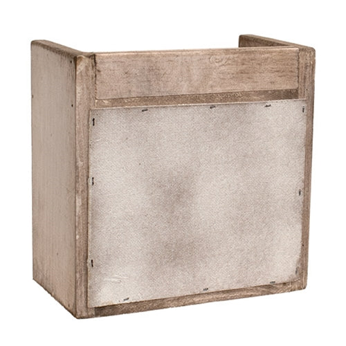Distressed White Wood Candle Box with Chicken Wire Door