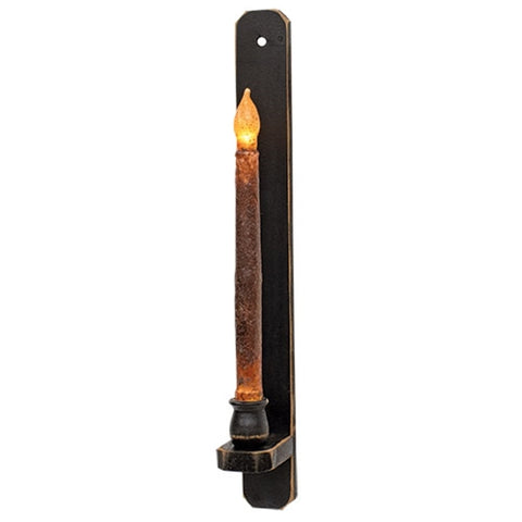 Black Wooden Wall Taper Sconce, 18"