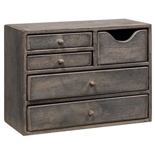 Aged Wood Gray Cabinet w/5 Drawers