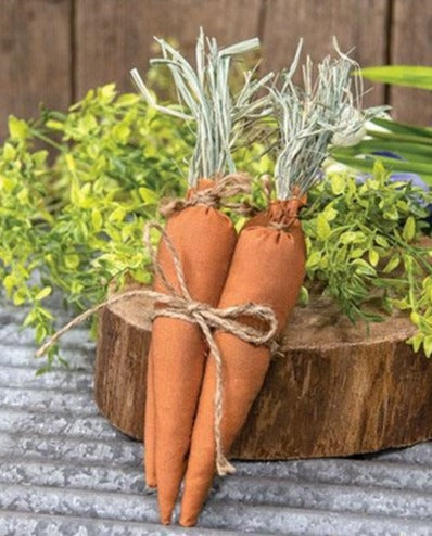Primitive Fabric Carrots - Set of 4. See website for free shipping offer. Primitive Country Farmhouse Home Decor.