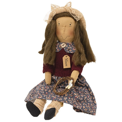 Mara Primitive Doll with Button Wreath